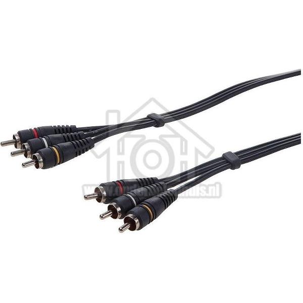 Tulp Kabel 3x RCA Male-3x RCA Male, 5.0 meter, Verguld