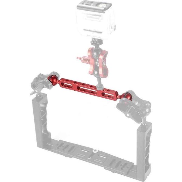 PULUZ 7.87 inch 20cm aluminium dubbele ballenarm voor onderwaterlamp / videolamp, baldiameter: 2,54cm (rood)