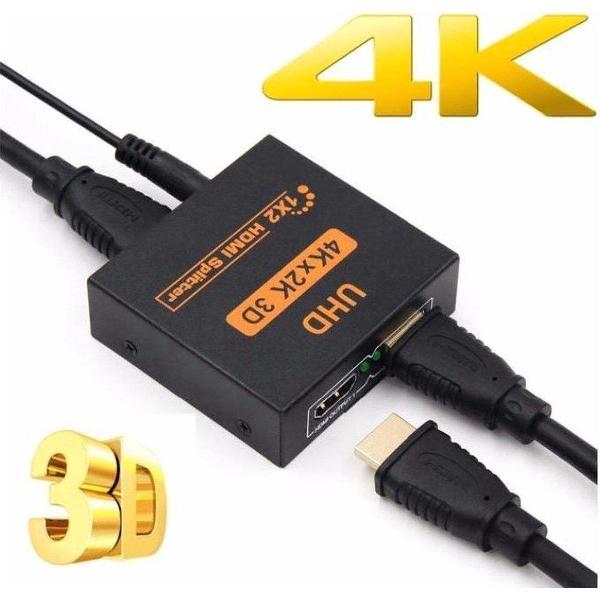 DrPhone HS2 Ultra HD 4Kx2K 30Hz HDMI-Splitter - 1 IN 2 OUT met DC 5V Adapter - Zwart