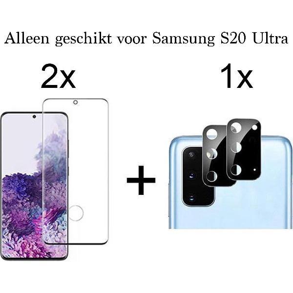 Beschermglas Samsung S20 Ultra Screenprotector Full 2 stuks - Samsung Galaxy S20 Ultra Screenprotector - Samsung S20 Ultra Screen Protector Camera - 1 stuk