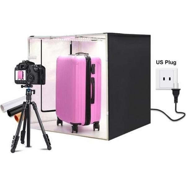 PULUZ 80cm opvouwbare draagbare 80W 8500LM wit licht fotoverlichting Studio schiettent box kit met 3 kleuren achtergronden (zwart, wit, oranje)