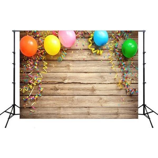 2.1mx 1.5m Houten Bord Ballon Kinderen Verjaardagsfeestje Cartoon Fotografie Achtergrond