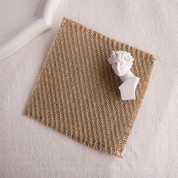 10 STKS 12x12 cm Gescheurde Randen Vintage Grof Jute Geurkaars Onderzetter Fotografie Decoratie Props (Slash)