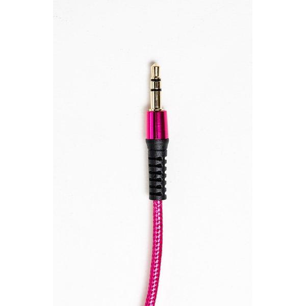 Dutch Cable Stereo Audio Jack Kabel 3.5 mm Pink - jack naar jack - Aux kabel - auto aux - Haaks
