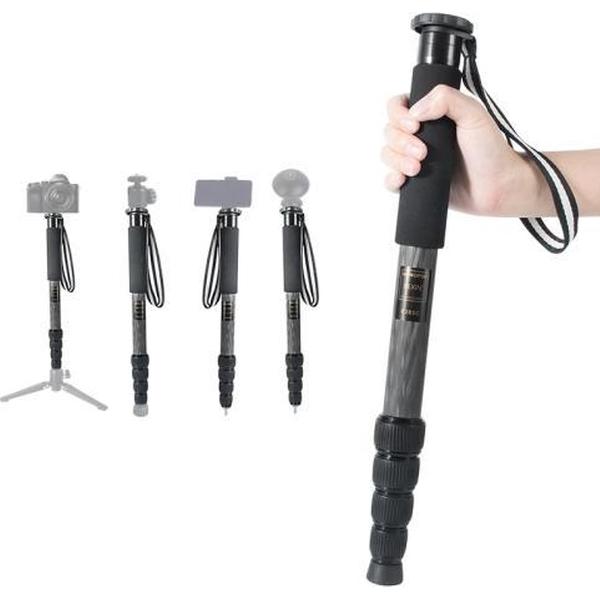 BEXIN P285-C Portable Travel Outdoor DSLR Camera Carbon Fiber Monopod Holder (Zwart)