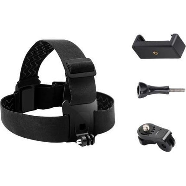 Elastische bevestigingsriem Verstelbare hoofdband met telefoonklem & schroef & S-type adapter voor GoPro HERO9 Zwart / 8/7/6/5, Xiaoyi en andere actiecamera's, Smarphones (zwart)