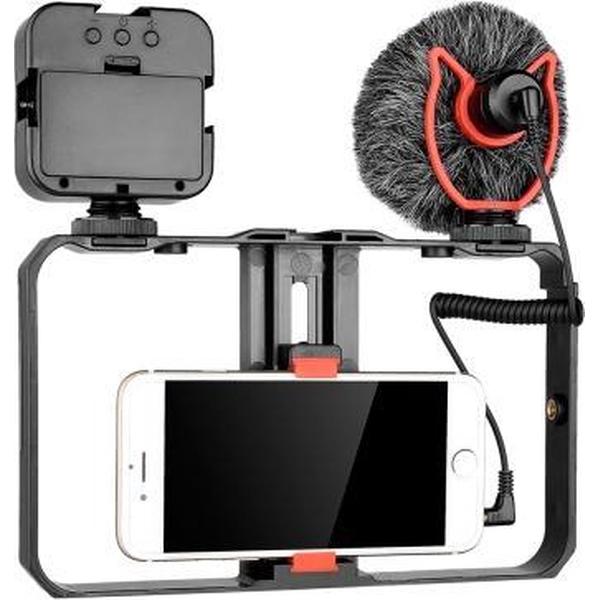YELANGU PC202 YLG1801B Vloggen Live-uitzending LED Selfie Licht Smartphone Video Rig Handvat Stabilisator Beugel Kits met Microfoon & Invullicht