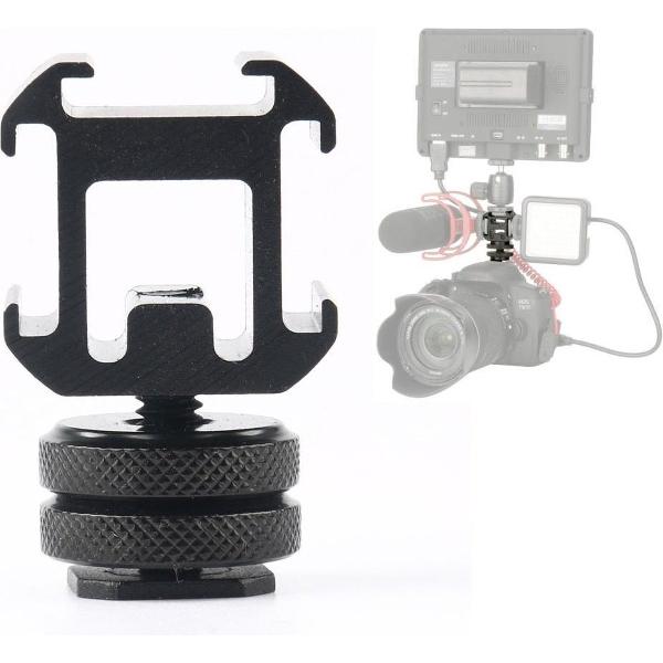 2PCS universele camera roterende PTZ driekoppige flitsschoenbasis