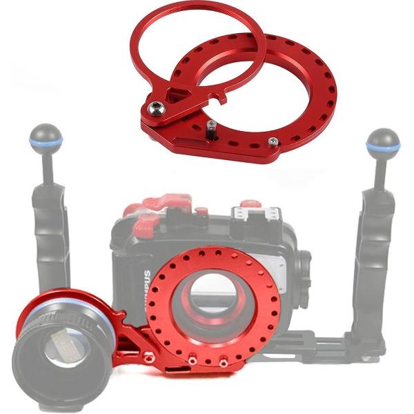 PULUZ aluminiumlegering 67 mm tot 62 mm swing nat-lens dioptrie adapterbevestiging voor DSLR onderwaterduikbehuizing (rood)