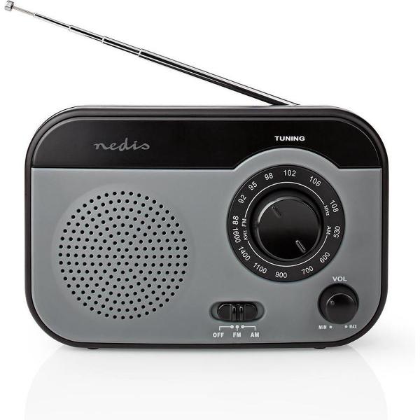 Nedis RDFM1340GY Fm/am-radio 1,8 W Draaggreep Grijs/zwart
