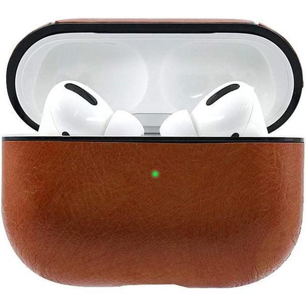 Airpods Pro Case - Premium Leer - Perfecte Pasvorm - Cliphanger - Hoesje uitsluitend geschikt voor de Apple Airpods Pro - Bruin