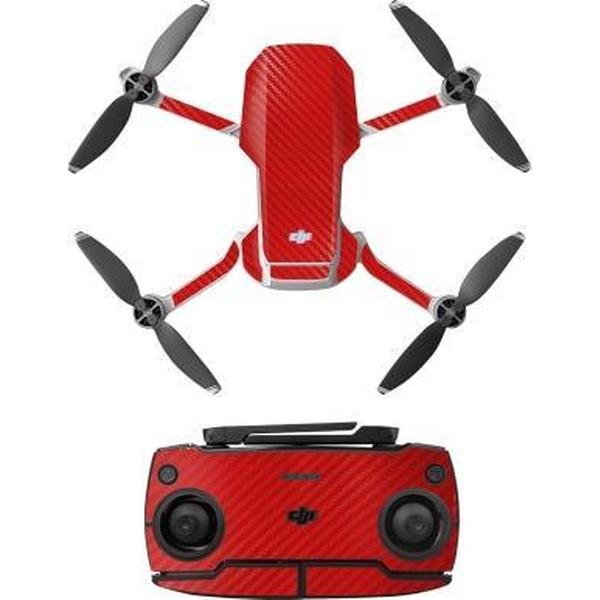 Sunnylife MM-TZ439 Waterdichte PVC Drone Body + Arm + Afstandsbediening Decoratieve Beschermende Stickers Set voor DJI Mavic Mini (Carbon Texture Red)