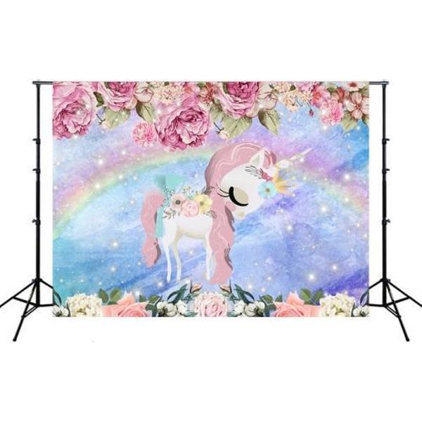 2.1mx 1.5m Eenhoorn Fotografie Achtergronddoek Verjaardag Thema Feest Foto Achtergronddoek (W071)