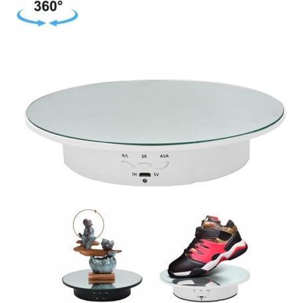 20 cm USB elektrische roterende draaitafel Displaystandaard Video-opnamen Props Draaitafel voor fotografie, belasting: 8 kg (witte spiegel)