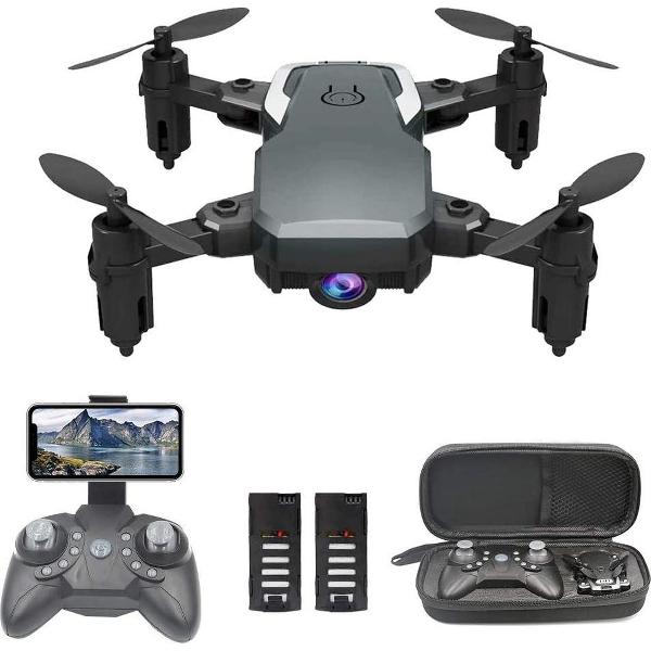 drone met camera - ZINAPS Mini Drone met 1080p HD Camera, Foldable RC Quadcopter via App of 2,4 GHz afstandsbediening, 360 ° rotatie, Volg de vliegroute, 2 batterijen, Kids’ Toy Gifts, Black