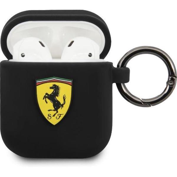 Ferrari AirPods case with ring - printed shield logo - zwart