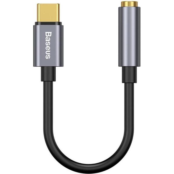 Stevig USB C Male naar 3.5mm Aux Jack Plug Female - met DAC Chip - Space Gray