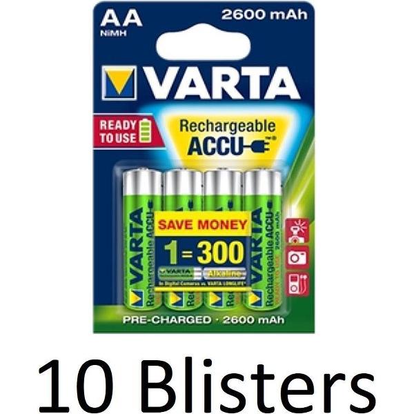 40 Stuks (10 Blisters a 4 st) Varta AA Oplaadbare Batterijen - 2600mAh