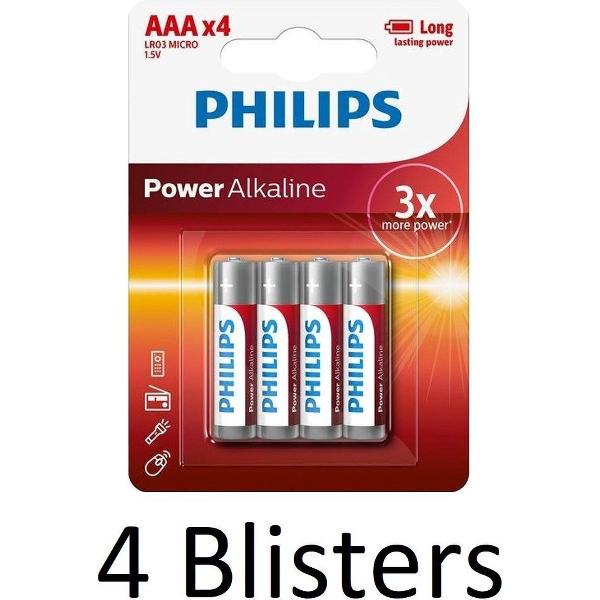 16 Stuks (4 Blisters a 4 st) Philips Power Alkaline AAA