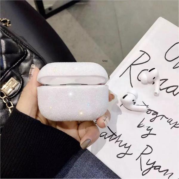 Airpods Apple Cover Case - Swarovski Stenen - Beschermhoes - Geschikt Voor Airpods Pro - Wit