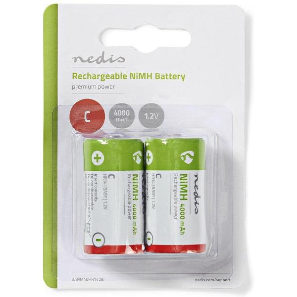 Nedis - Nedis BANM40HR142B Oplaadbare Nimh Batterij C 1,2 V 4000 Mah 2 Stuks Blister - 30 Dagen Niet Goed Geld Terug