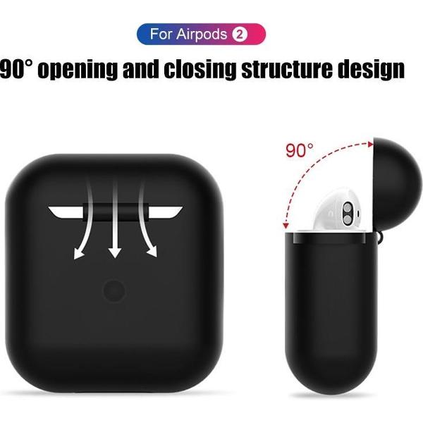 Airpods Silicone Case Cover Hoesje geschikt voor Apple Airpods 1 / 2 - Zwart