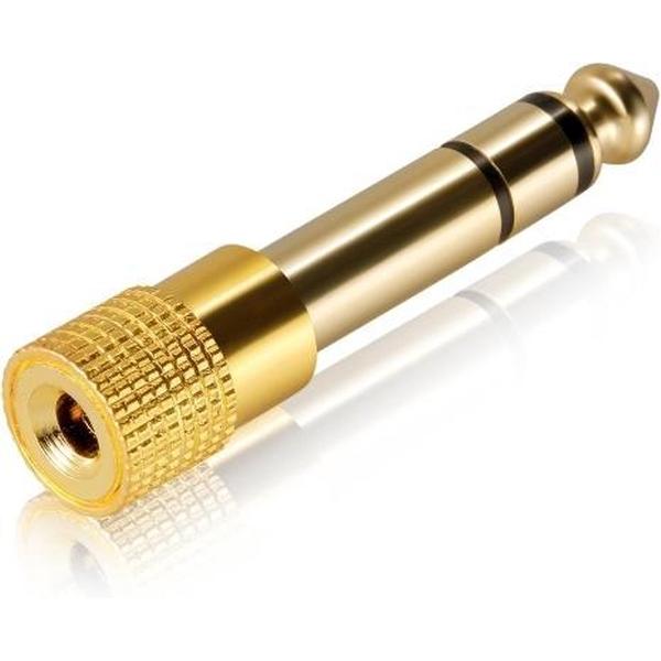 6.35MM Male naar 3.5MM Female Aux Microfoon Aansluiting Adapter|Gold Plated|Premium Kwaliteit