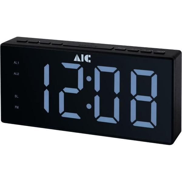 AIC 48XXL stijlvolle wekkerradio met groot display - Dimbaar licht - AM/FM radiofunctie - Zwart