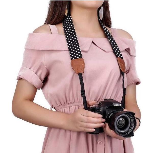 Universele Camerariem - Camera Strap Vintage - Camerariem Nek Band - Bolletjes Print