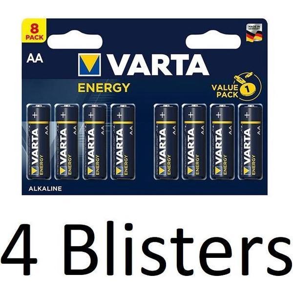 32 Stuks (4 Blisters a 8 st) Varta Energy AA Alkaline Batterijen