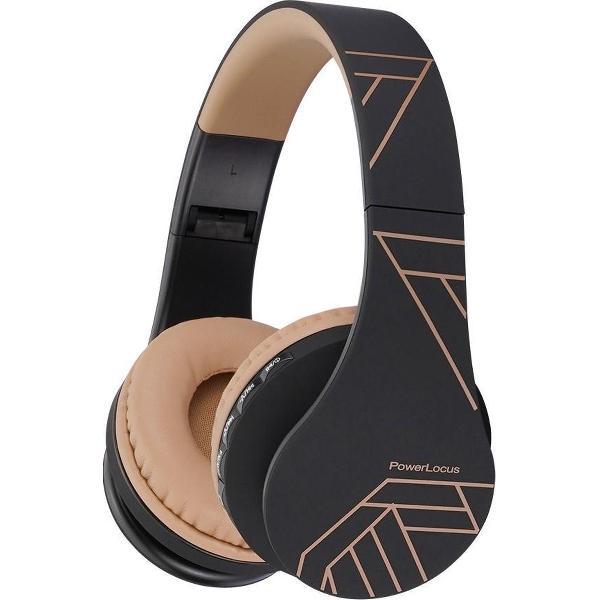 PowerLocus P1 draadloze Over-Ear Koptelefoon Inklapbaar - Bluetooth - Met microfoon – Zwart/Bruin