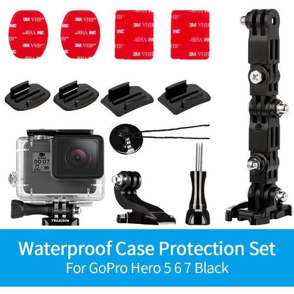 PRO SERIES Kit Motor Helm Mount Accessories + Waterdicht Housing Case voor GoPro (2018) / 5 / 6 en 7 Black