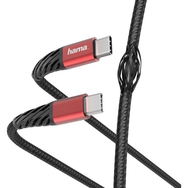 Hama Oplaad-/gegevenskabel Extreme USB-C - USB-C 1,5 M Zwart/rood
