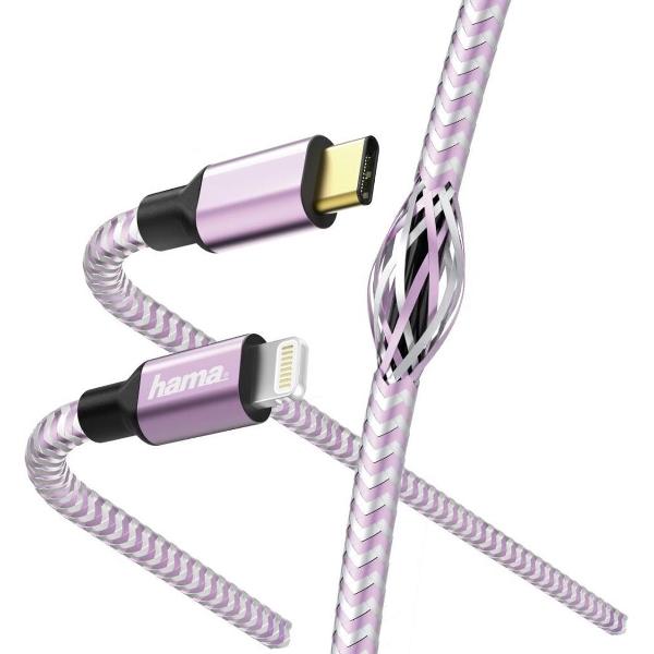 Hama Snellaad-/gegevenskabel Reflective USB-C - Lightning 1,5 M Lavendel