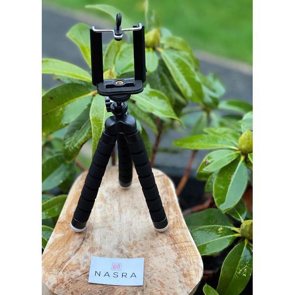 Nasra- Tripod- Mini smartphone statief- Flexibel- Telefoon en camera statief- Zwart