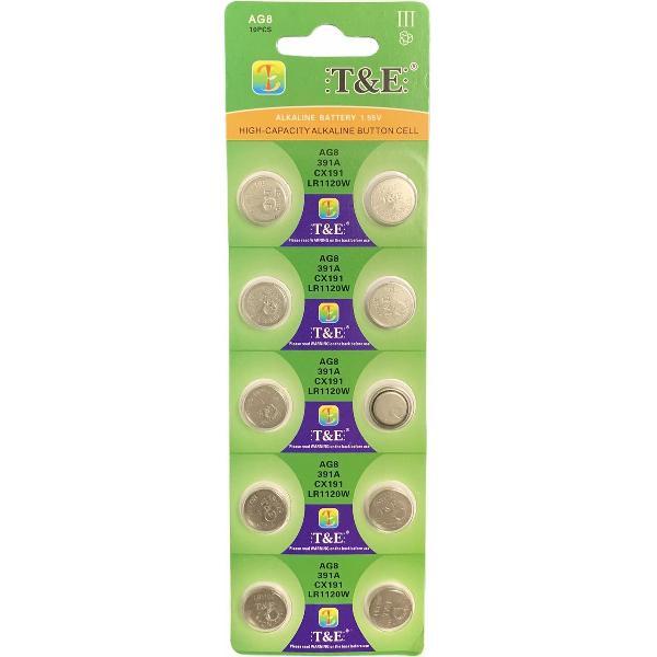 AG8 Alkaline Batterijen LR1120/LR55 – Knoopcel - Hoge Capaciteit – 10 Stuks