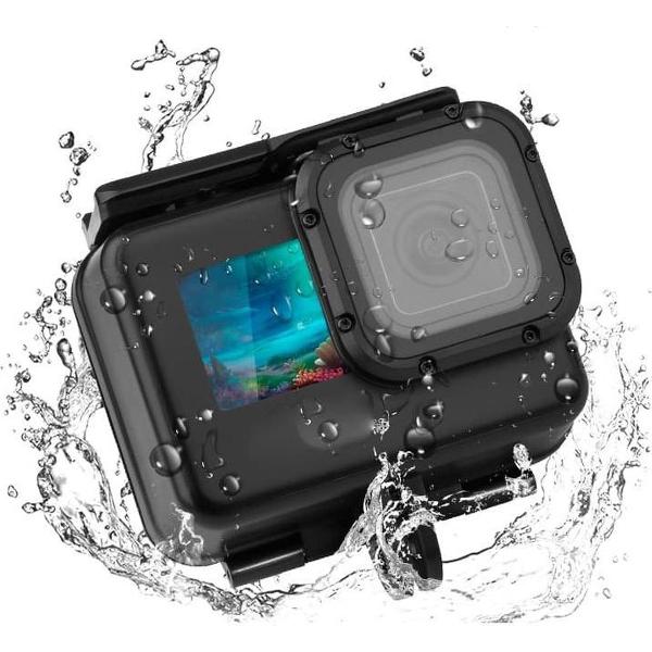 50m waterdichte behuizing beschermhoes met gesp basisbevestiging en schroef voor GoPro HERO9 zwart (zwart)