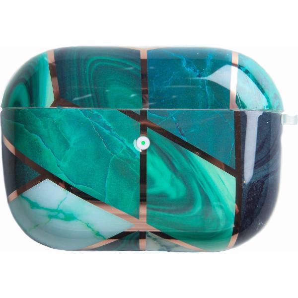 Airpods Hoesje Case voor Apple Airpods pro - Groen Marmer - AirCase