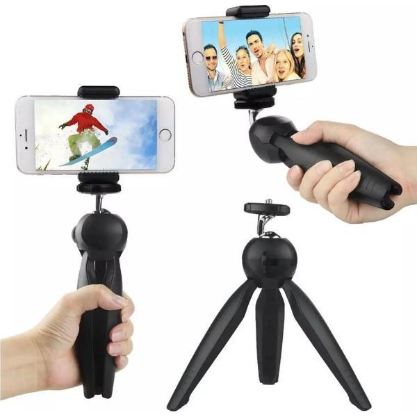 Mini-statief Camerastatief 22 Cm voor fotocamera en telefoon - iPhone - Canon - Nikon - GoPro -Spiegelreflexcamera Inclusief telefoonhouder + Bluetooth shutter – Mini Tripod - HiCHiCO