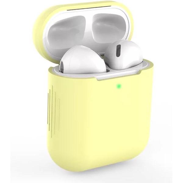 Bescherm Hoesje Silicone Case voor Apple Airpods - Geel