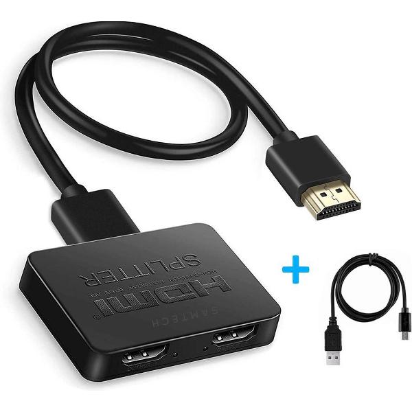 SAMTECH HDMI Splitter 4K – Switch 2 Poorts – 1 in en 2 out – Zwart