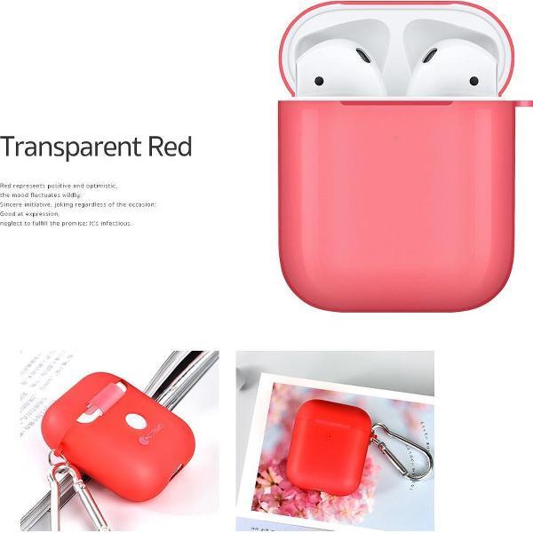 Silicone Case Cover Hoesje geschikt voor Apple AirPods 2 / 1 - Transparant Rood