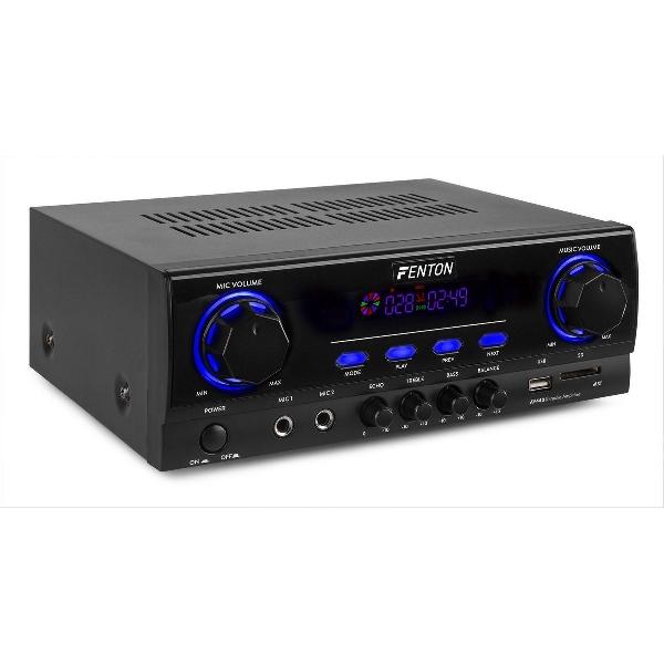 Karaoke versterker - Fenton AV440 karaoke set versterker met Bluetooth, mp3 speler en afstandsbediening - 400W