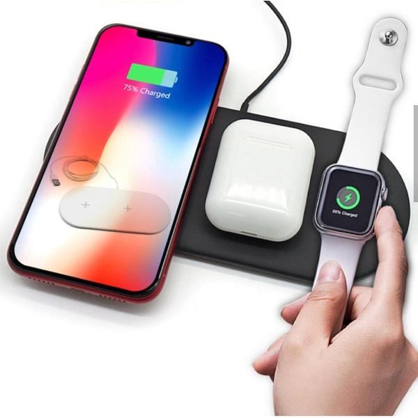 VOLTAGER 3-IN-1 Draadloze Oplader 10W - Zwart - Wireless Charger