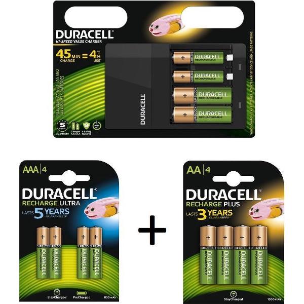Duracell CEF 14 Hi-Speed Batterij Oplader Inclusief 6 Duracell AA 1300mah en 6 AAA 750 mah