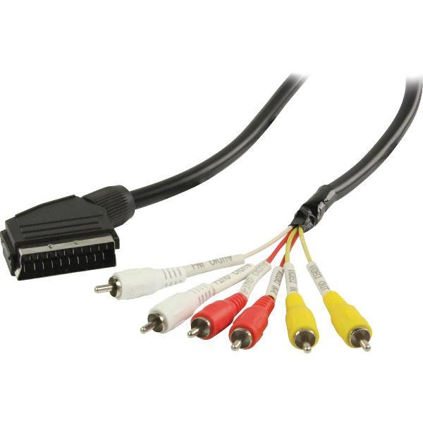 S-Impuls Scart (m) - Composiet 3RCA IN + OUT (m) kabel / zwart - 2 meter