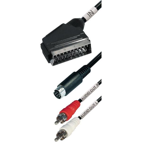 Transmedia S-VHS en Tulp 2x RCA (m) naar Scart (m) kabel / zwart - 1,5 meter