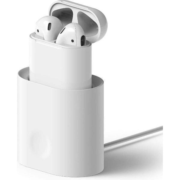 DrPhne AirPods 1/2 Zachte Siliconen Standhouder - Mini Draagbare Bureau Oplaadstation - Wit