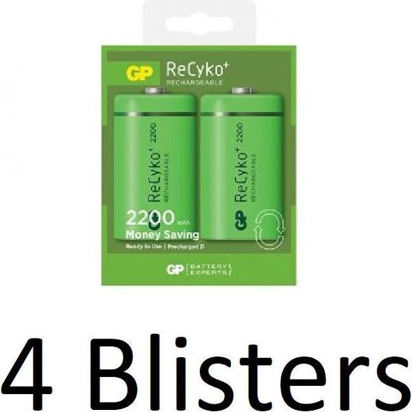 8 Stuk (4 Blisters a 2 st) GP ReCyko D Oplaadbaare batterijen