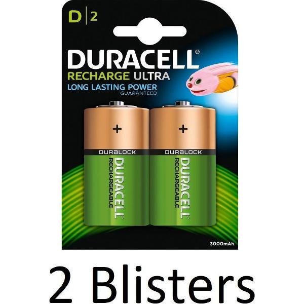 4 Stuks (2 Blisters a 2 st) Duracell D Oplaadbare Batterijen